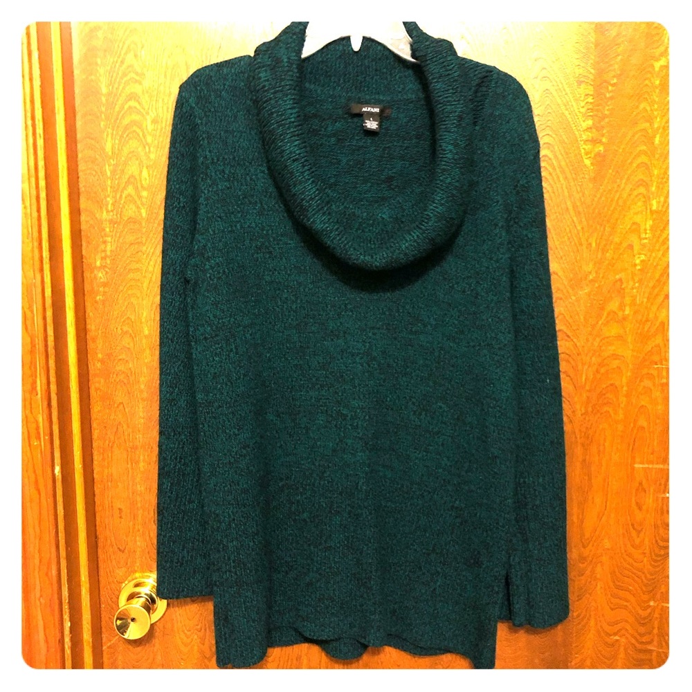ALFANI Long Green Cowl Neck Sweater L